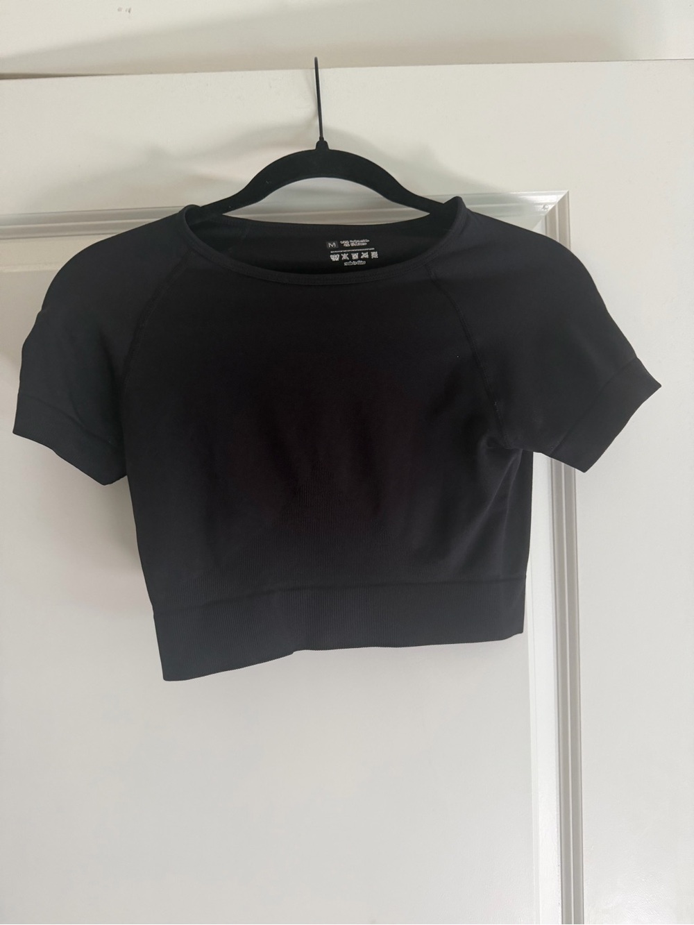 Black Crop Short Sleeve Top